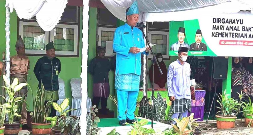 Meski Diguyur Hujan,  Peringatan Hari Amal Bakti ke 77 Kemenag RI di Kabupaten Belitung Berjalan Lancar